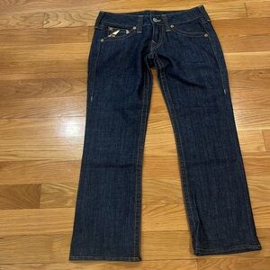 True religion Joey gold foil slim flare jeans size 28 .